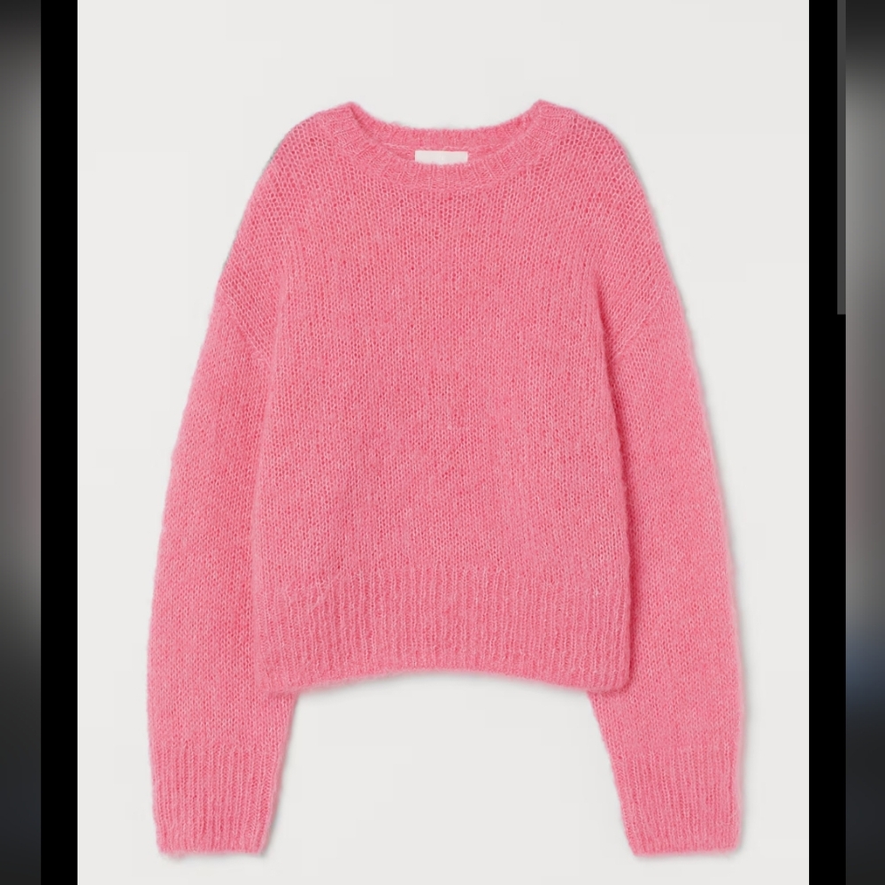H&M 🩷Alpaca and Wool Blend Soft Pink Crew Neck Sweater